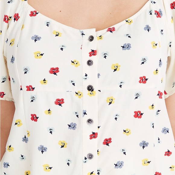 Madewell Cream Floral Button Down Blouse Top - Picture 5 of 16